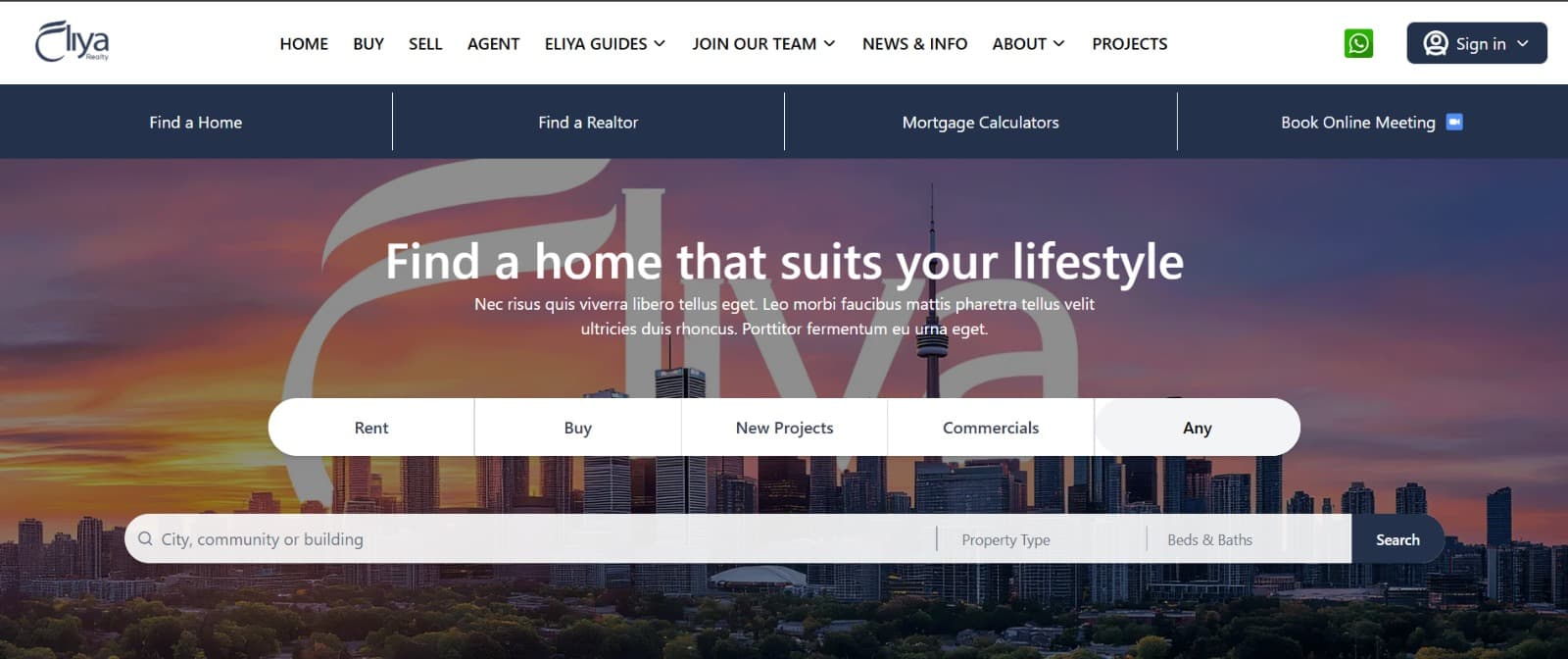 Eliya Reality – Residential Portal